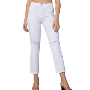 DL1961 Sz 26 Patti Straight High Rise Jean in White Distressed
